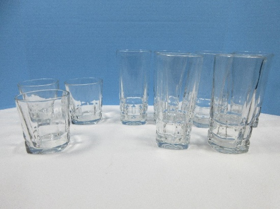 Lot Glassware Set of 6 Libbey Glass Co. Squire Pattern Barware Vertical/Horizontal Cuts 6 3/4"