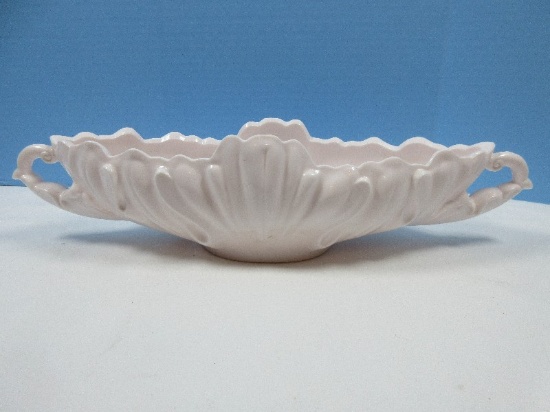 Jeannette Shell Pink Milk Glass Opaque Large Gondola Fruit Bowl 17 1/4" Circa 1957-59