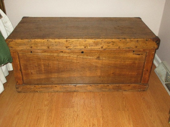 Antique Primitive Rust Chest/Bride's Dowry Hope Chest Trunk- 19"H x 42" x 20"