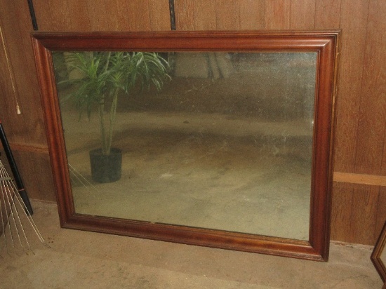 Lot Mahogany Framed Wall Mirror(17" x 25") & Dresser Mirror(47" x 35 1/2")
