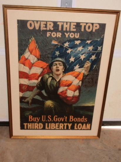 RARE FIND World War I Era Poster Third Liberty Loan Issued April 5, 1918 Symbolizing Sacrifice &