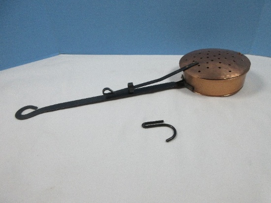 Copper Chestnut Roaster Made in England w/Black Wrought Iron Handle