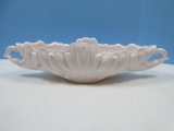 Jeannette Shell Pink Milk Glass Opaque Large Gondola Fruit Bowl 17 1/4