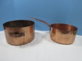 Lot Large Copper Pot/Sauce Pan w/Copper Handle 4 1/2