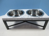 3pc Elevated Dog/Cat SMALL/MEDIUM Bowls & Stand Stainless Steel Bowls