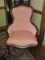 Magnificent Victorian Era Style Parlor Gentlemen's Chair Tufted Mauve Hibhback Carved