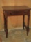 Antique Occasional Side Table w/Dovetail Drawer on Turned Legs Horizontal Stretchers Classic