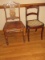 2 Vintage Accent Chairs Oak Depression Era Style Intricate Back Splash & Mahogany Carved