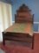 Walnut Antique Victorian Era Eastlake Furniture 3/4 Size Bed & Wooden Side Rails Features