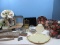 Lot Filigree Brass Tone Jewelry Casket Beveled Glass Top, International Silverplate Ornate Mirror