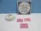 Belleek Porcelain Round Trinket Dish w/3 Princess Cultured Pearls Size 6mm- NIB