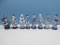 Collection 8 Porcelain Blue & White Chinese Asian Elderly Wise Man, Scholar, Couple Geisha
