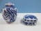 Lot Blue & White Oriental Design Porcelain Covered 5 1/2
