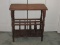 Early American Style Oak Side Table Magazine Rack Ring Turned Spindle- 24