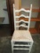 Painted White French Country Ladder Back Chair Woven Rush Seat
