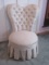Stylish Slipper Chair AKA Boudoir Chair or Vanity Low Seat Pleated Skirt Tuffed Back Romantic