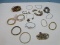 Lot Bracelets Boho Wooden Donuts/Beads, Stretch Cuffs Bangles, Studio Art Glass, Triple Strand
