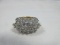14K GE Gold Electroplated Round Cut Cubic Zirconia Multi Row Shank, Statement Cluster Ring