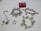 Lot Christmas Snowflakes Jingle Bells Bracelet, Snowflakes Beaded Bracelets, Necklace w/