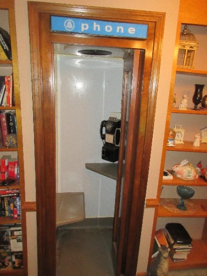 Rare Find! Vintage Bell System Public Telephone Booth Rotary Dial Phone, Wooden Frame