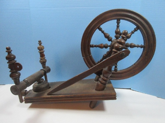Unique Find Antique Small Spinning Wheel Used to Spin Fibers Into Yarn or Thread for Weaving