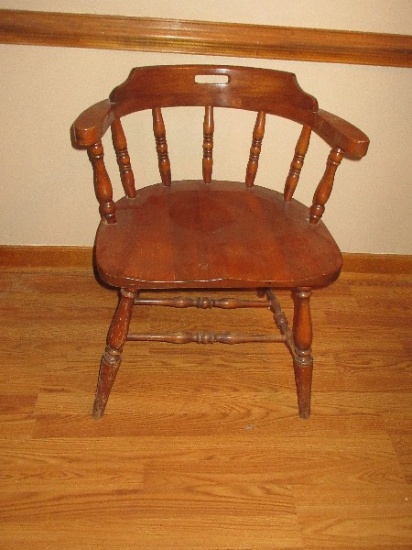 Early Windsor Style Captain's Chair AKA Smoker's Chair Bow Back Design Elm Wood