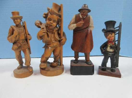 Lot Carved Wooden Figurines W. Germany 7 3/4" Chimney Sweeper, Anri Oct, 1964 Chimney