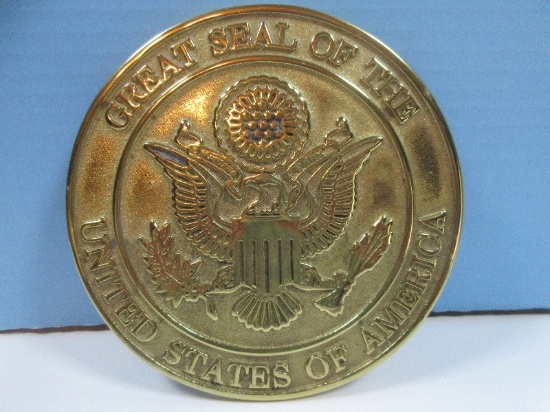 Virginia Metal crafters Brass Trivet 6 1/2"D "The Great Seal of The United States of America" 1995
