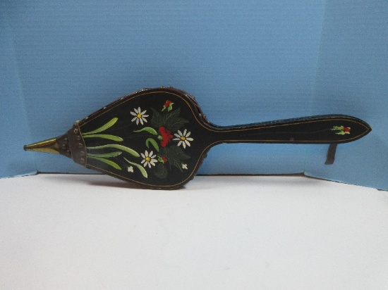 Fireplace Bellows Hand Painted Wild Flowers & Foliage
