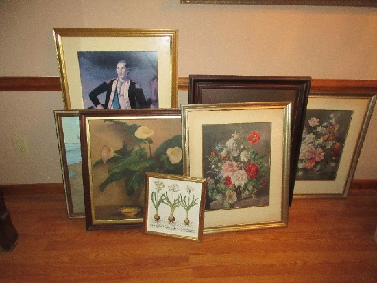 Lot 2 Framed Portrait Artworks Prints George Washington at Battle Princeton 43" x 25 1/2",