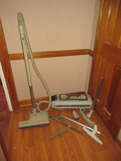 Vintage Electrolux Canister Vacuum Cleaner w/Attachments & One Bag - WORKS!