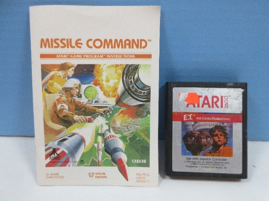 Atari 2600 Video Computer System Game- ET The Extra-Terrestrial & Missile Command