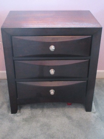 Baxton Studio Furniture Contemporary Modern Dark Cherry Brown Finish 3 Drawer Nightstand