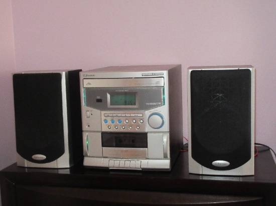 Emerson Compact Stereo System w/Matching 40HM Speakers Features 3 CD Player, AM/FM
