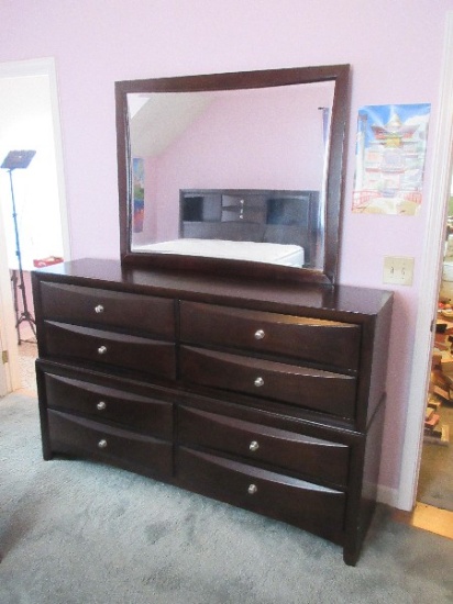 Baxton Studio Furniture Contemporary Modern Dark Cherry Brown Finish Triple Dresser w/