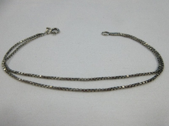 Italy 925 Sterling Silver Double Strand Box Chain Bracelet- Wgt. 2.88G+/-  .  7 1/2"L