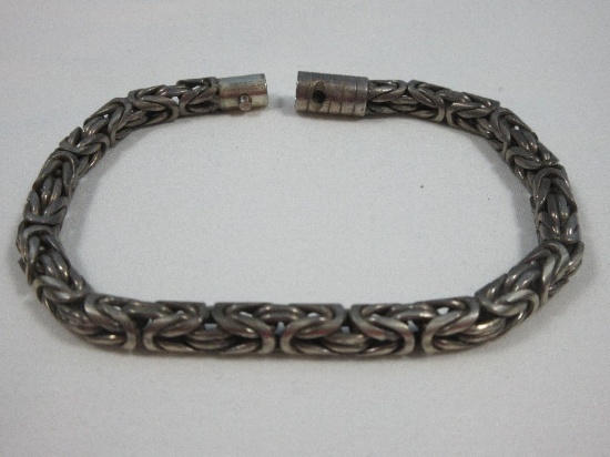 Awesome Men's Geo Art 925 Sterling Silver Heavy Bali Byzantine Link Bracelet End/End 9"L-