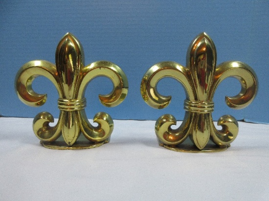 Refined Pair Brass Fleur-De-Lis Stylized 7" Bookends- Purchased from Belk for $90