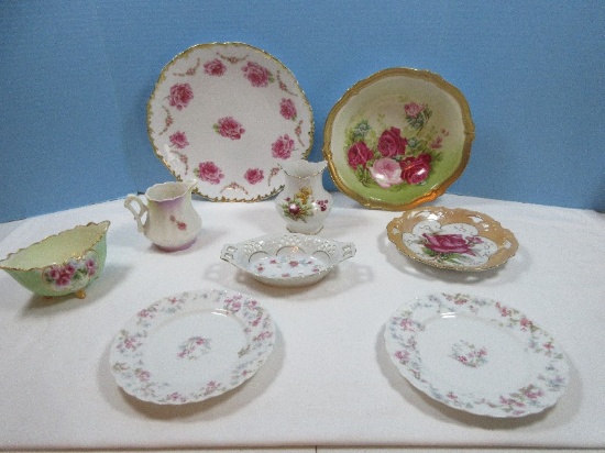 Lot Porcelain 11 1/2" Shallow Bowl, C. & E.G. Royal Austria Rose Pompadour Pattern 10 1/4" Bowl,