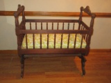 Amazing Antique Victorian Era Eastlake Baby Cradle Rocker Rocking Crib on Casters Walnut