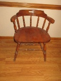 Early Windsor Style Captain's Chair AKA Smoker's Chair Bow Back Design Elm Wood