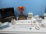 Lot Vintage Swiss Chalet Music Ballerina Jewelry Box Lenox Ivory China Round Trinket Box w/