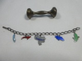 Lot Link Bracelet 5 Country Shaped Sterling Charms Venezuela Etc, Vintage Sterling Silver Baby