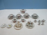 Lot Child's Tea Party Porcelain Set Rosebuds Swag Pattern Mini 8pc Bunny & Bluebird Tea Set &