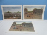 3 Folk Artwork Artist Signed Frank Morris Fine Prints Depicting The Old South 2 Titled