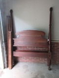 Early Mahogany 4 Poster Bed w/Wooden Side Rails Full/Double Size Approx 55