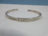 925 Sterling Silver Cuff Bracelet Inscribed 