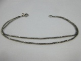 Italy 925 Sterling Silver Double Strand Box Chain Bracelet- Wgt. 2.88G+/-  .  7 1/2