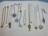 Fashion Statement Jewelry Necklaces w/Pendants Figural Fish, Owl w/Peace Symbol,