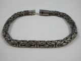 Awesome Men's Geo Art 925 Sterling Silver Heavy Bali Byzantine Link Bracelet End/End 9